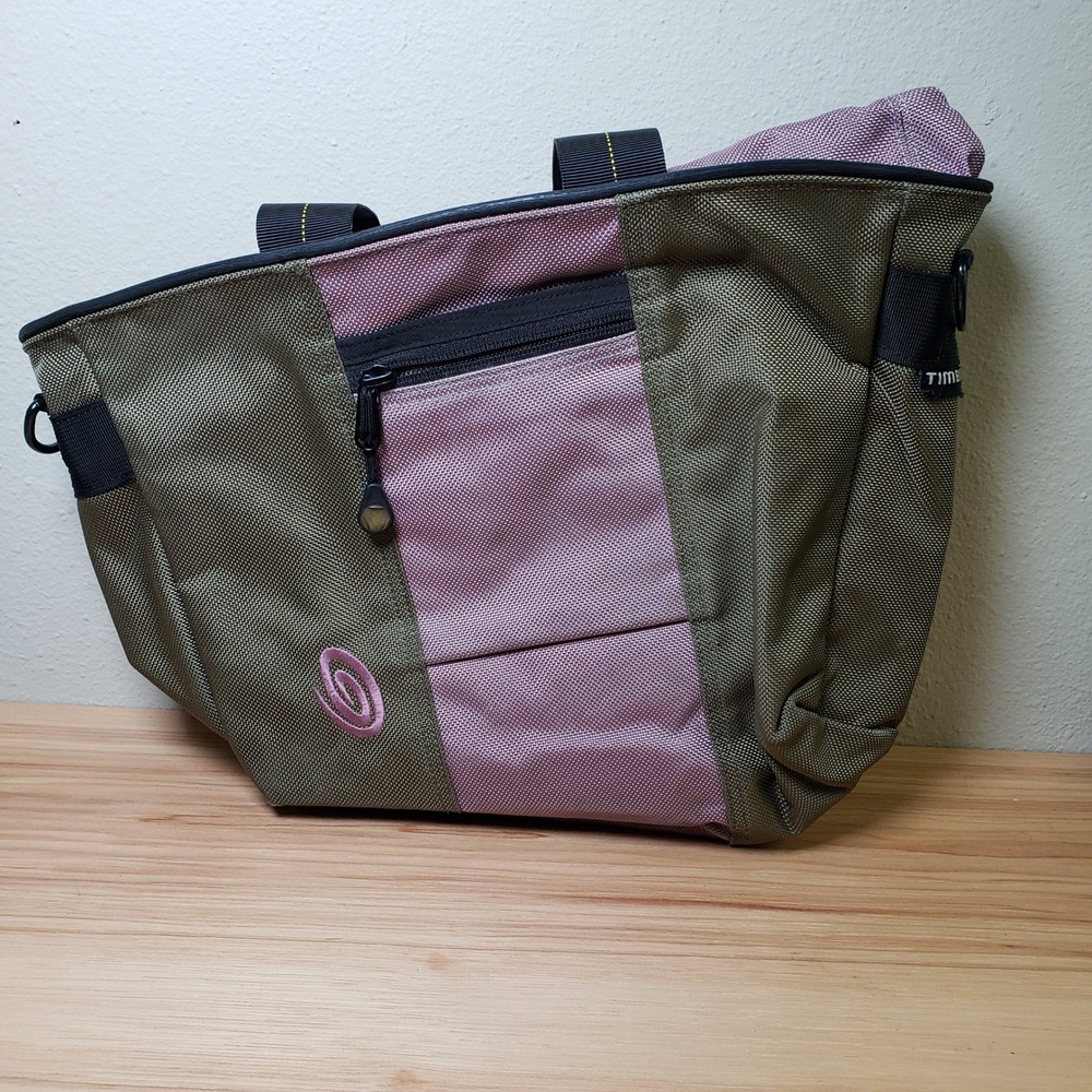 TimBuk2 Cargo Tote Messenger Bag Green Violet Colorblock Travel Weekend Carryall